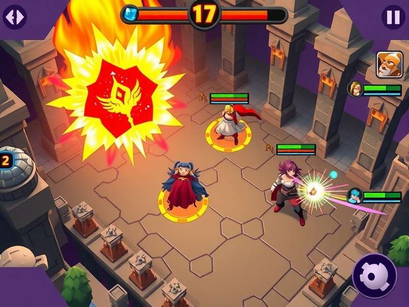 Mighty Heroic gameplay screenshot showing hero battles